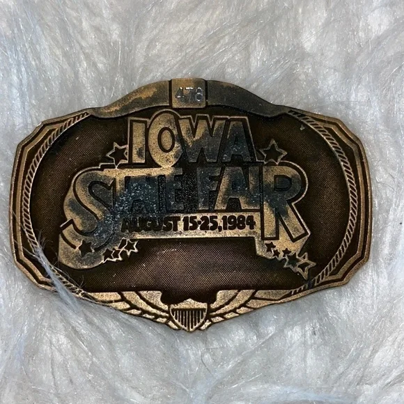 Iowa state fair belt buckle vintage 1984 Western cowboy cowgirl rodeo ranch - Picture 3 of 6